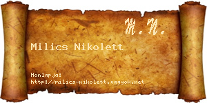 Milics Nikolett névjegykártya